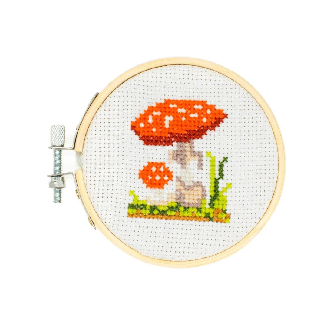 Mini Cross-Stitch Embroidery Mushroom Kit