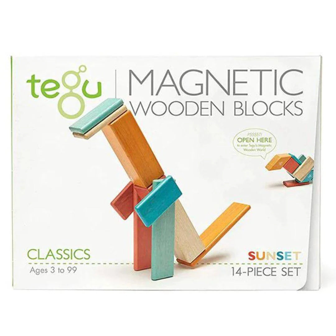 Magnetic Wooden Blocks - 14 Piece Set Sunset