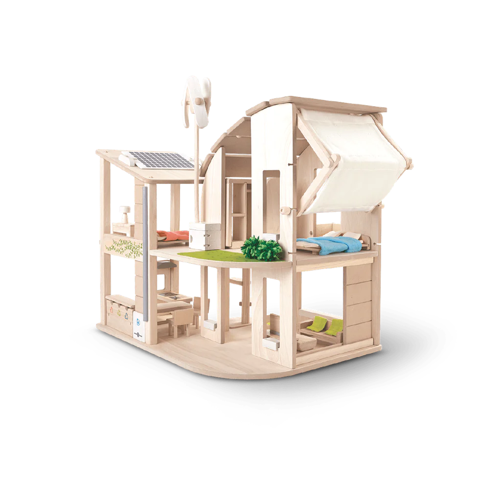 Green Dollhouse With Furniture