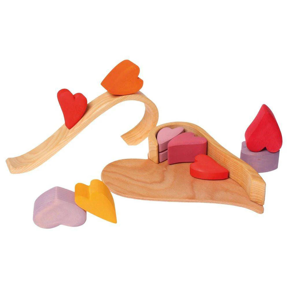 Wooden Heart Blocks - Red