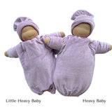 Little Heavy Baby Waldorf Doll - Lilac Bunting with Dark Skin Tone