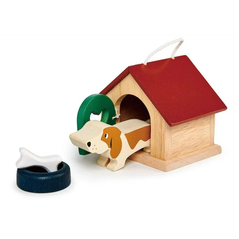 Dollhouse Wooden Pet Dog Set