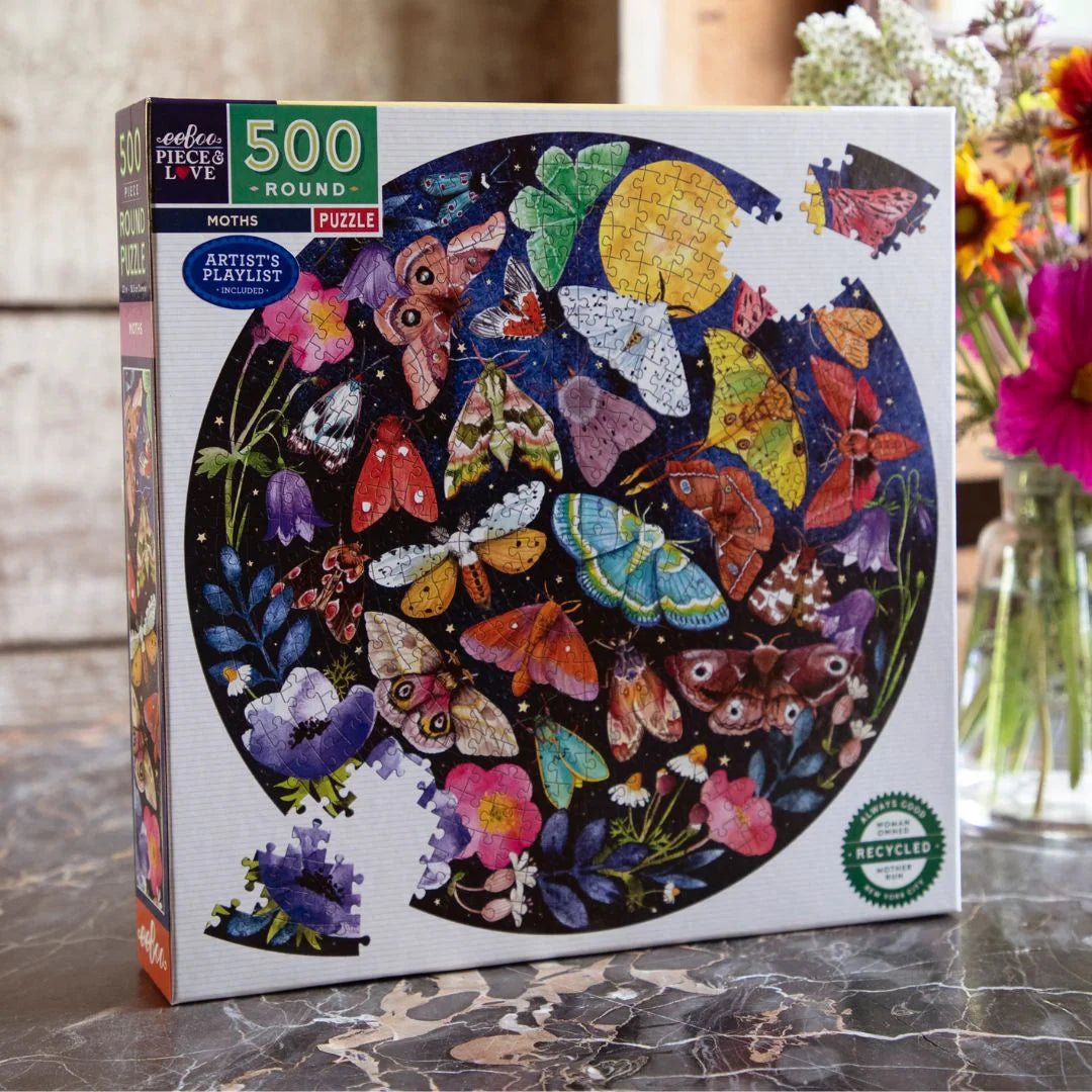 Moths 500 Piece Round Puzzle