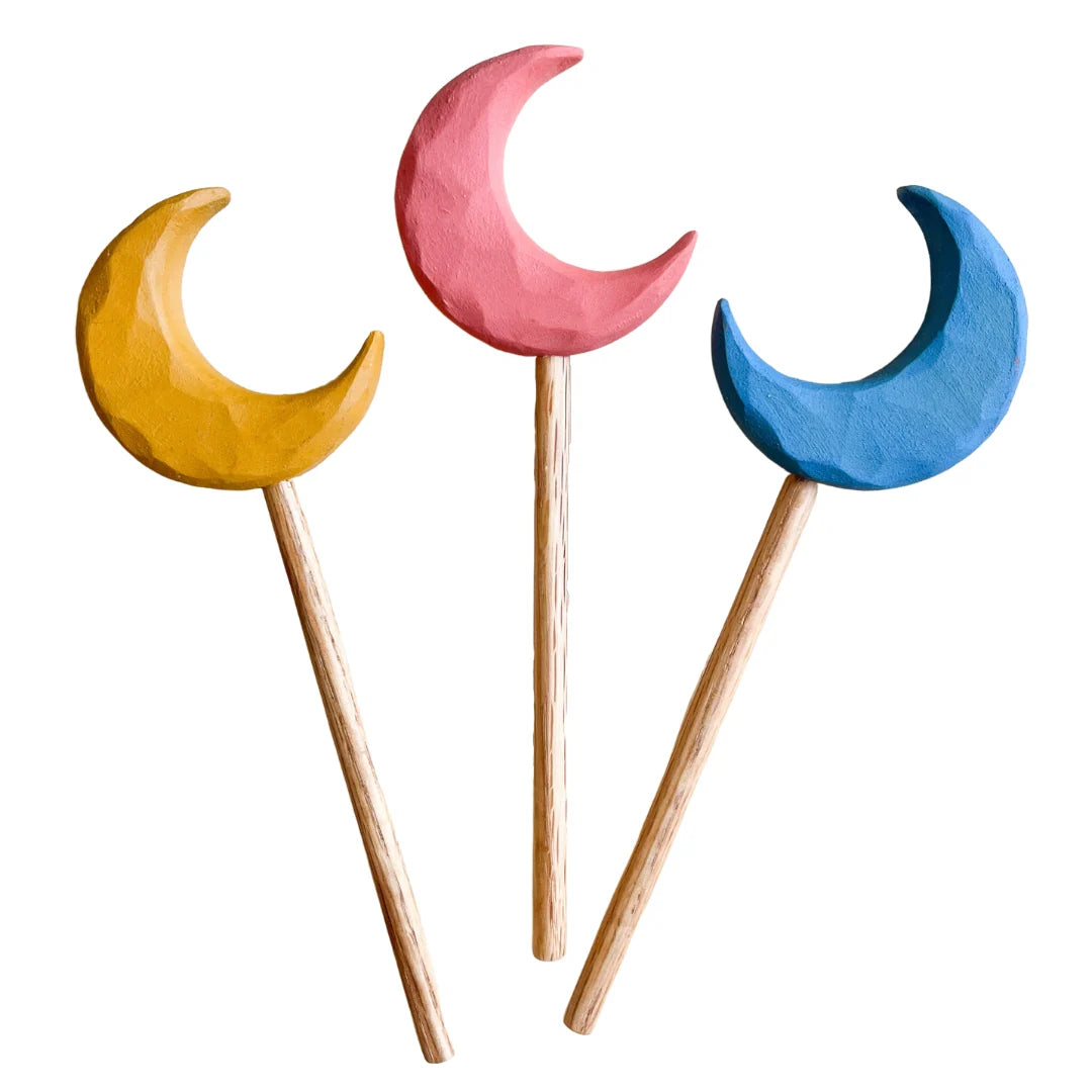 Light Blue Wooden Moon Wand