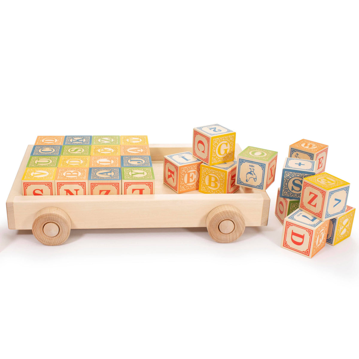 Classic Wooden Alphabet Blocks with Wagon